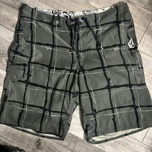 Volcom Swim Trunks 36 Black Gray